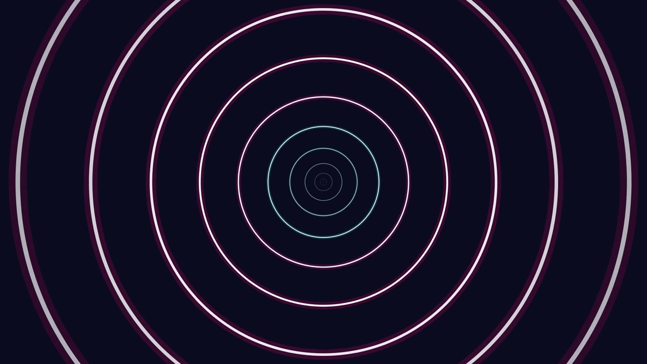Abstract Animation of Concentric Neon Circles Expanding