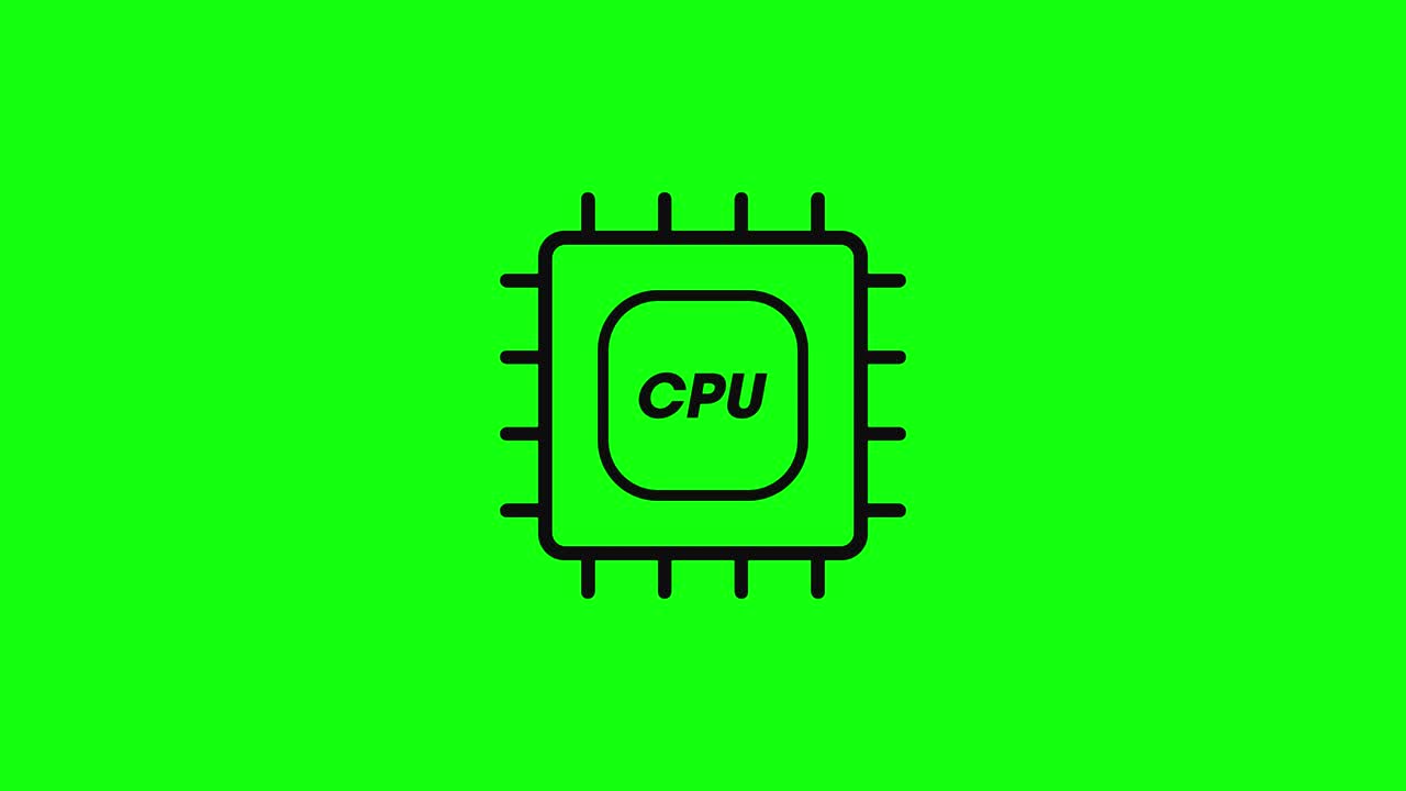 cpu electronic processor chip icon green screen