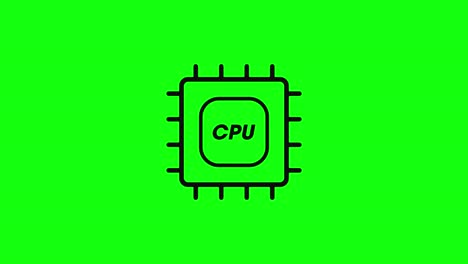 CPU-Chip-Symbol-Für-Elektronischen-Prozessor,-Grüner-Bildschirm