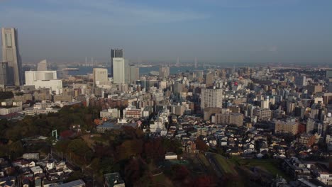 横浜のスカイラインの空中景色