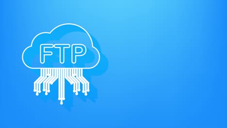 icona di trasferimento file ftp. icona della tecnologia ftp. trasferimento di dati al server. motion graphic