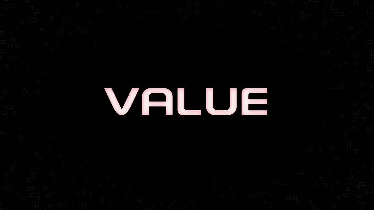 Electrified flashing VALUE animated graphic in white yellow and black