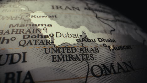 close-up of a world map, focusing on the middle east