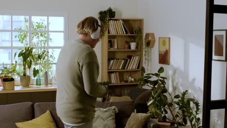 young man listening to music