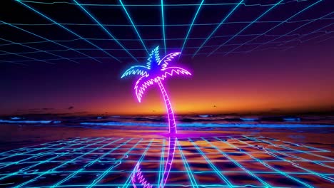 retro beach sunset