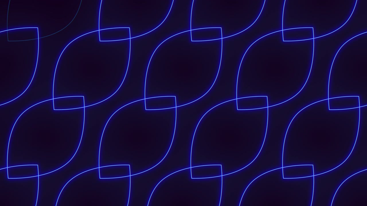 Abstrakt mørk lilla bakgrunn med geometriske neonlinjer og sømløs mønsterbevegelse.