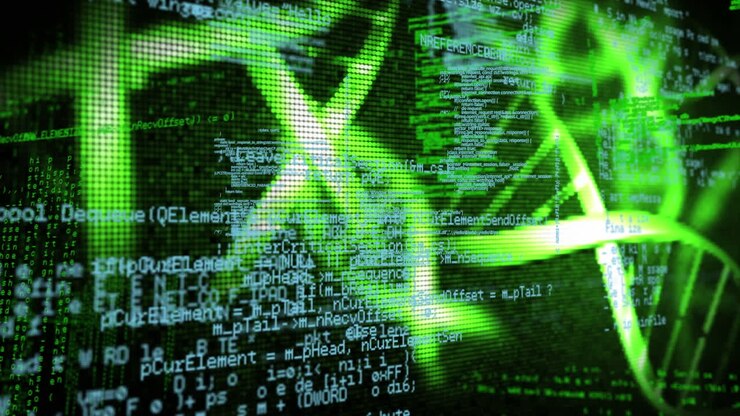 Анимация нити ДНК и обработки научных данных