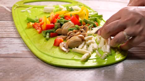 chopping vegetables for a stir-fry