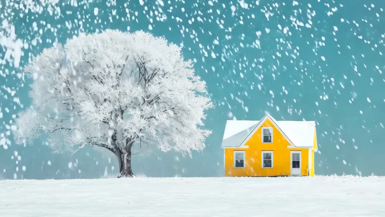 나무 의 눈 의 한가운데에 있는 노란색 집