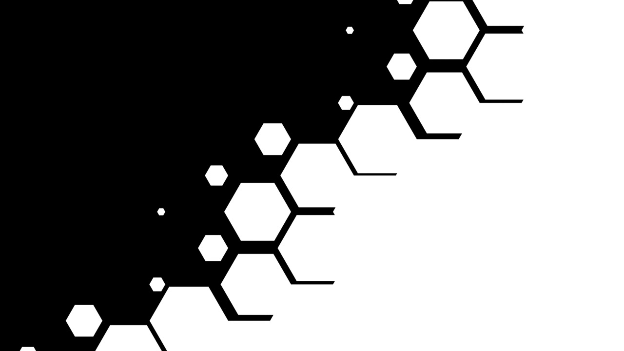 Transição Abstrata com Padrão Hexagonal Branco em Fundo Preto