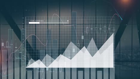 Animation-of-financial-data-processing-over-cityscape