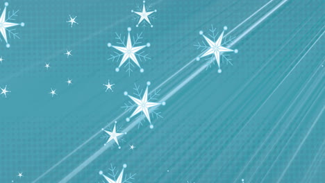 animation of christmas snowflakes falling on blue background