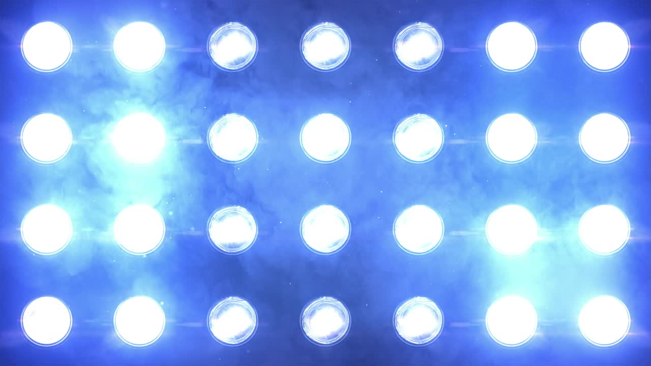 Floodlights Flashing Blue Looped Close up