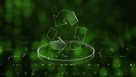 recycle symbol, green background