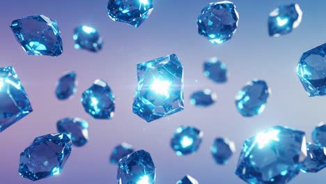 floating blue crystals: a mesmerizing visual journey through shimmering gems in an enchanting ethereal space