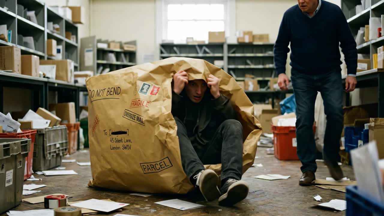 Homem Descobre Outro Homem Escondido em um Pacote Gigante
