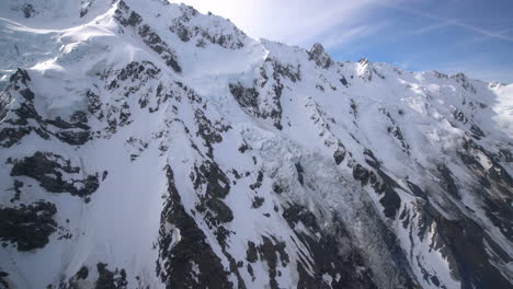 Snow-capped-peak-in-Mt-Cook-National-Park,-New-Zealand-from-aerial-view