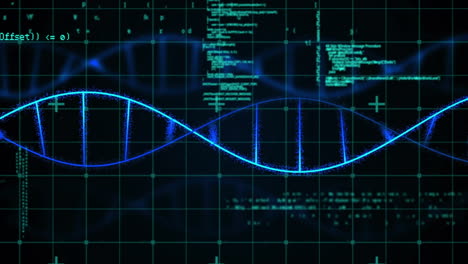 animation of data processing over dna strand