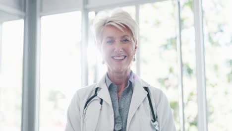 face, senior woman and doctor for healthcare