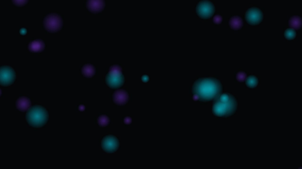 Abstract Background with Floating Teal and Purple Bokeh Particles