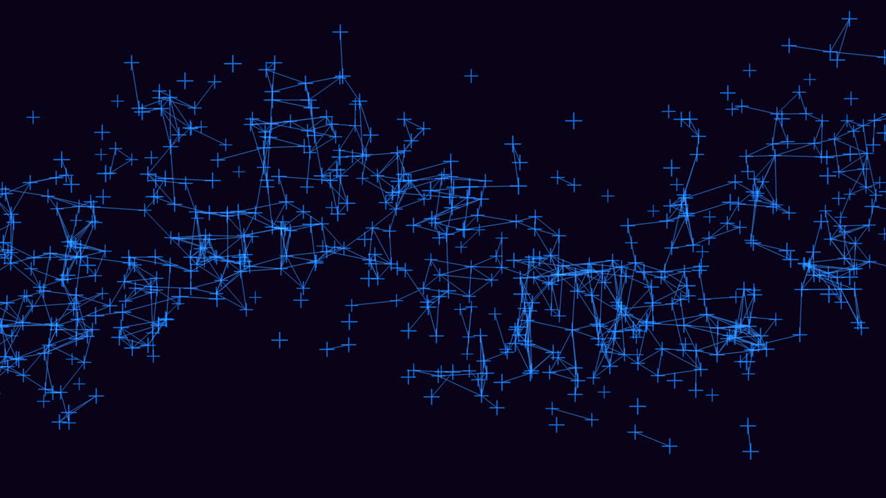 Connected digital neon dots on black gradient