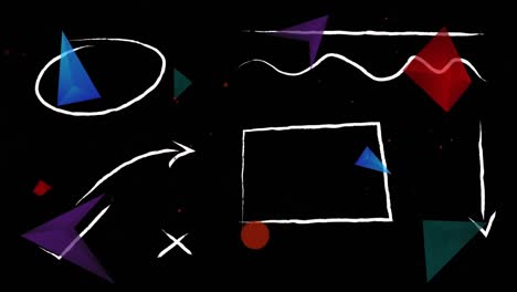 animación de iconos digitales y burbujas de habla sobre fondo negro
