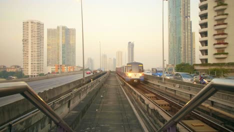 skytrain and traffic bridge in bangkok