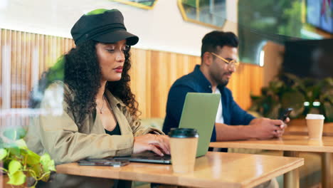 laptop, coffee shop people