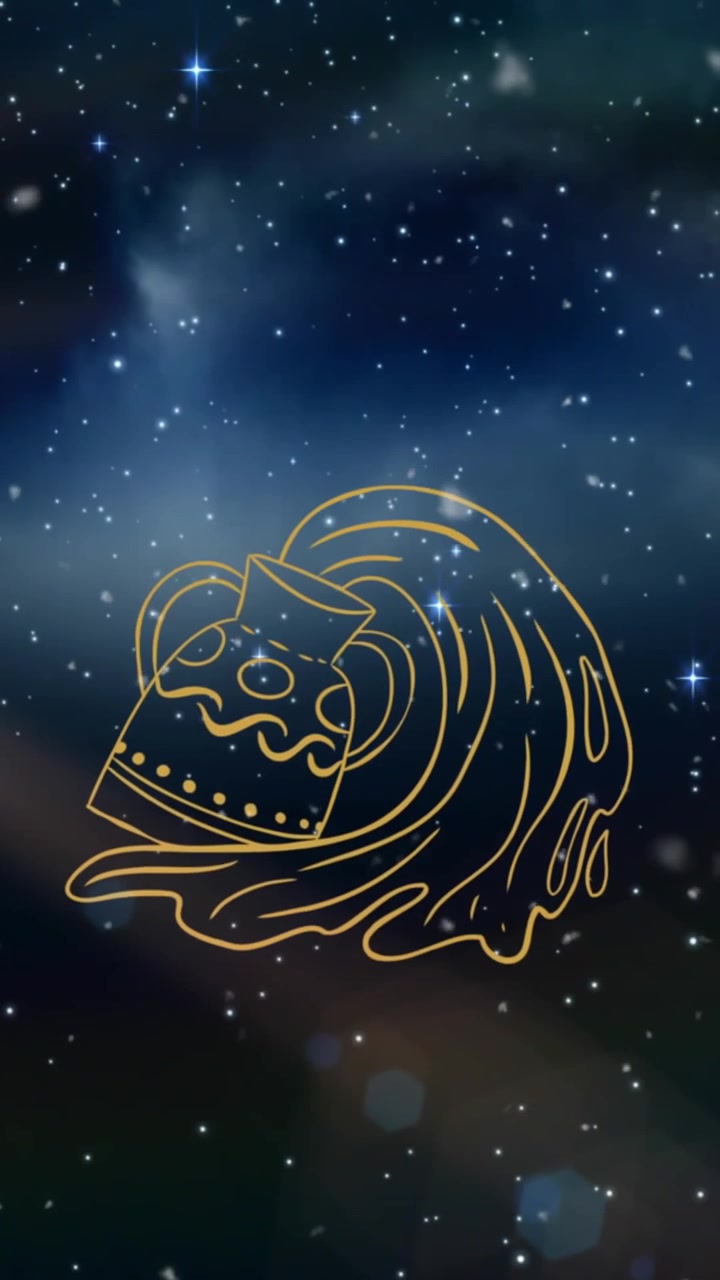 Animation of horoscope symbol of aquarius over snow falling and stars
