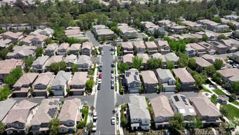 valencia, california typical suburban homes - aerial flyover