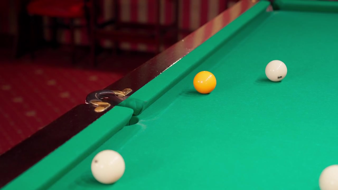 Billiard Ball Shot on Green Pool Table