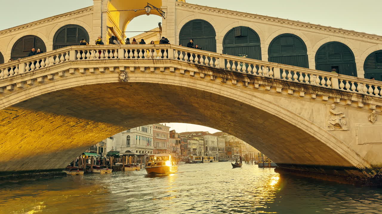Golden Hour Sunset Over Venice's Bridge
