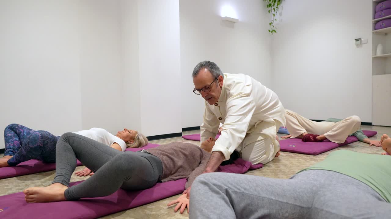 Yoga class with instructor