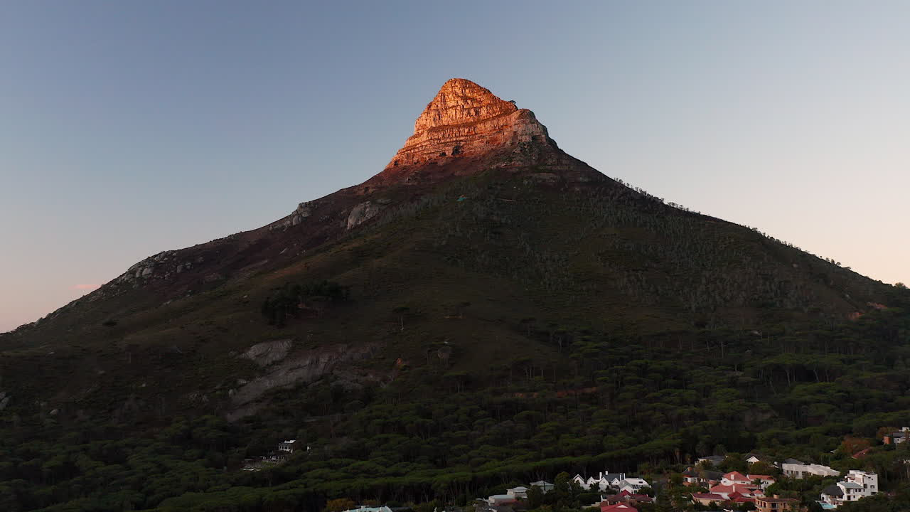 Sunset over Lion's Head seen from Camps Bay in Cape Town South Africa