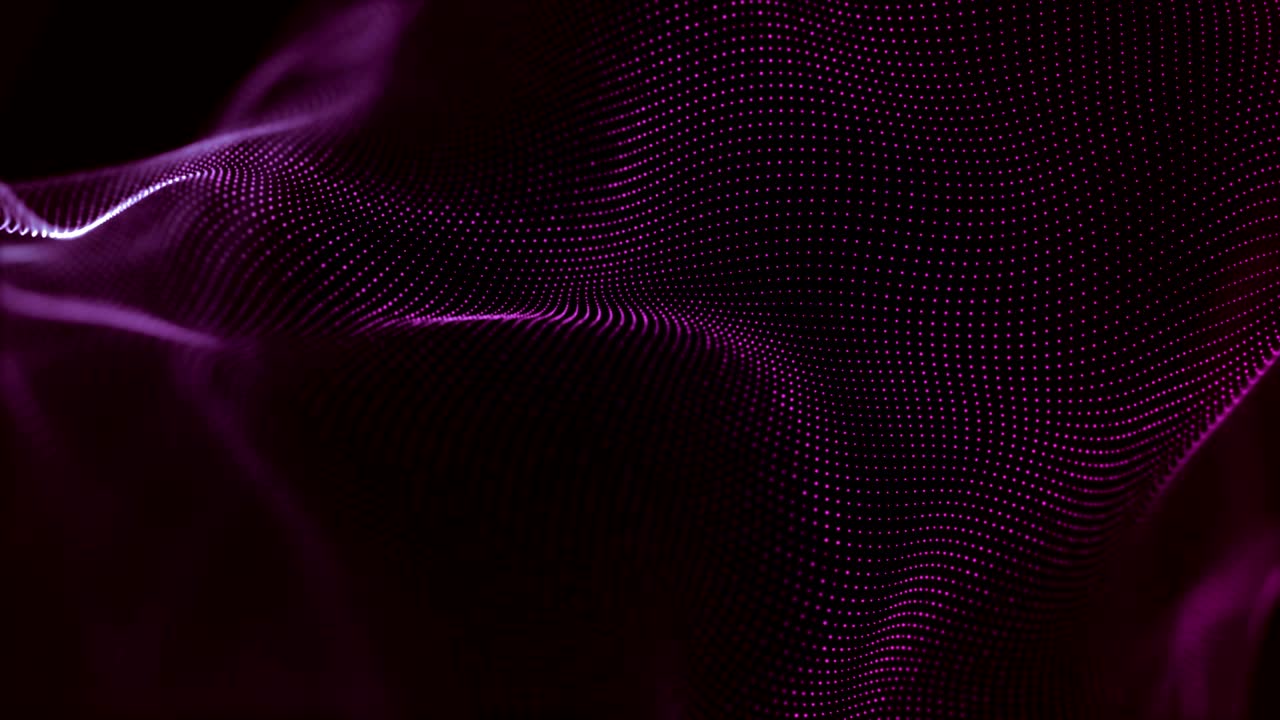 4k astratto sfondo viola forma particelle d'onda. video stock