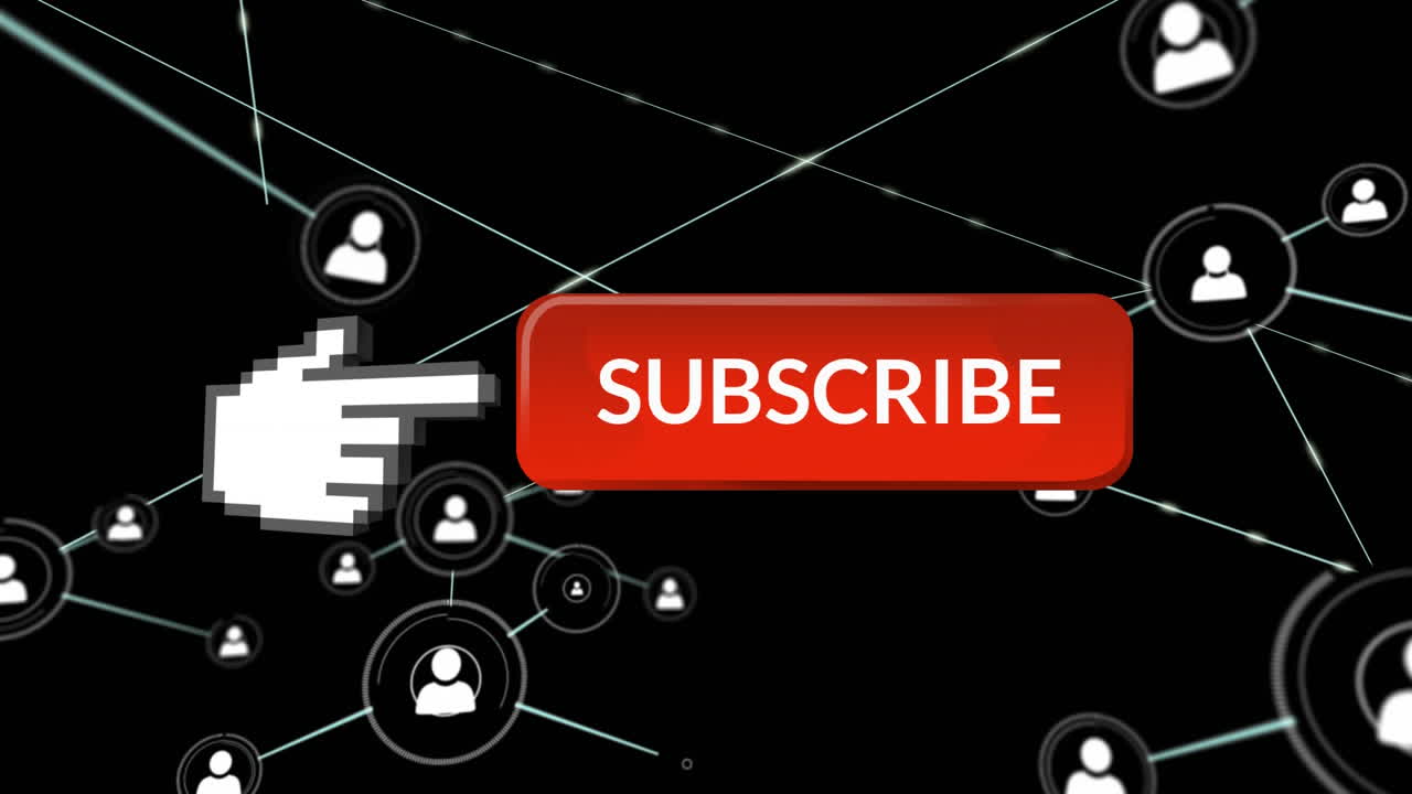 Subscribe button with pointing hand on social media