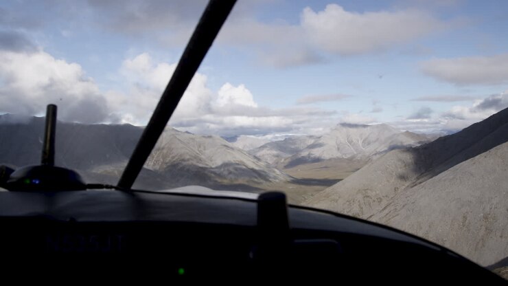 Looking out window of bush plane in Alaska
