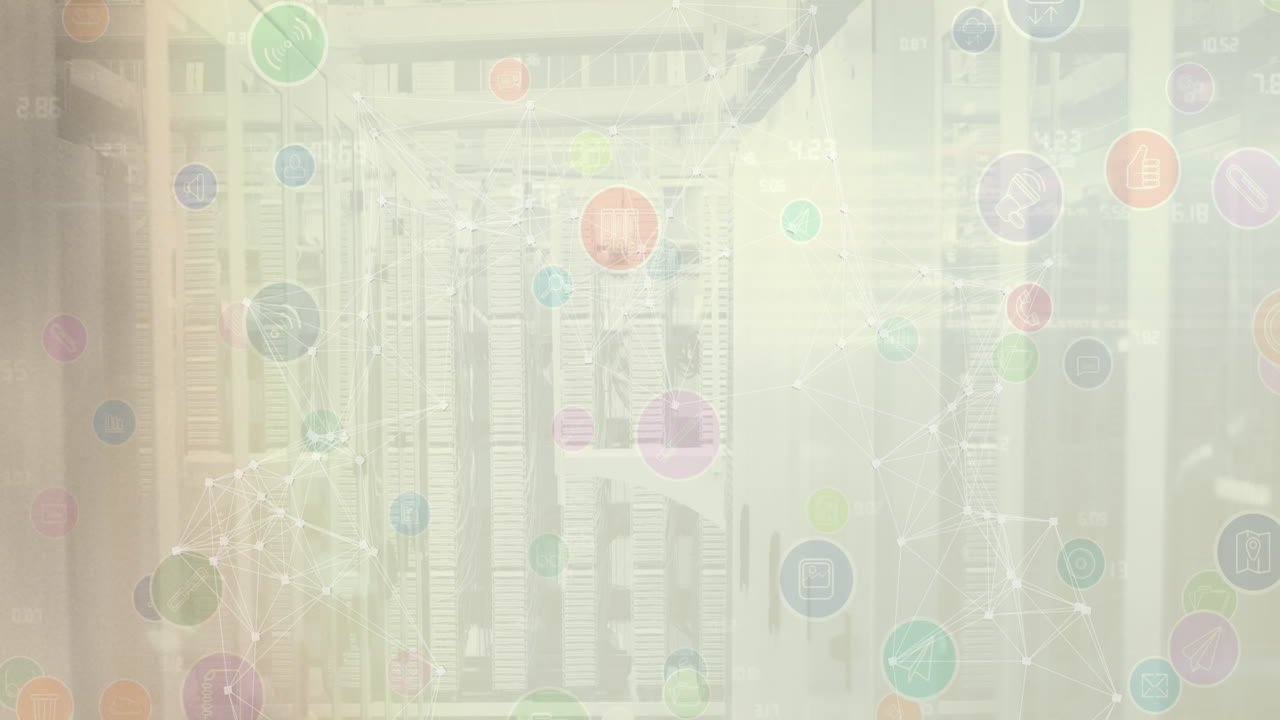 서버  ⁇  위의 아이콘으로 연결 네트워크의 애니메이션