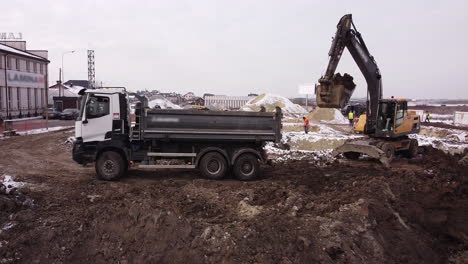 excavation and loading at construction site