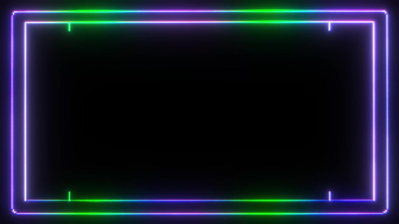 Glowing Neon Rectangular Frame with Pulsing Light Effect