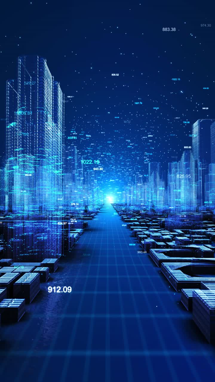 Digital 3d futuristic business city data driven financial smart city abstract streets lines