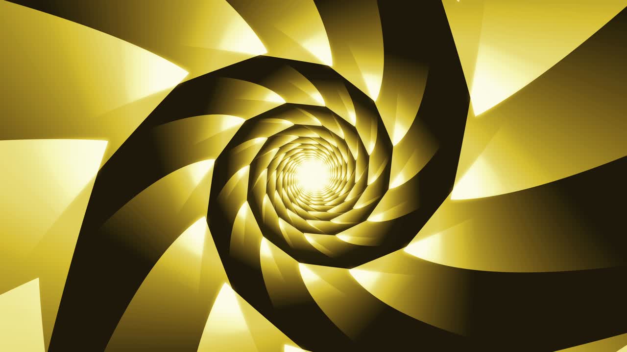 animación espiral esférica amarilla en bucle fondo de remolino abstracto