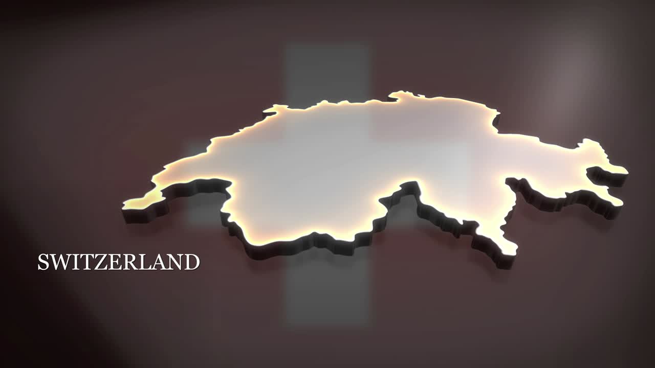 스위스의 3d 애니메이션 지도