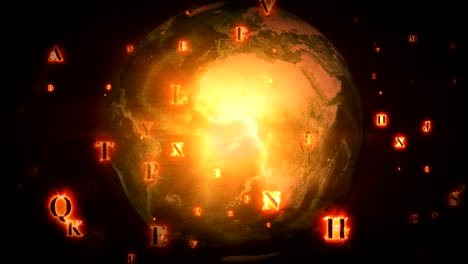 las letras brillantes y ardientes que vuelan