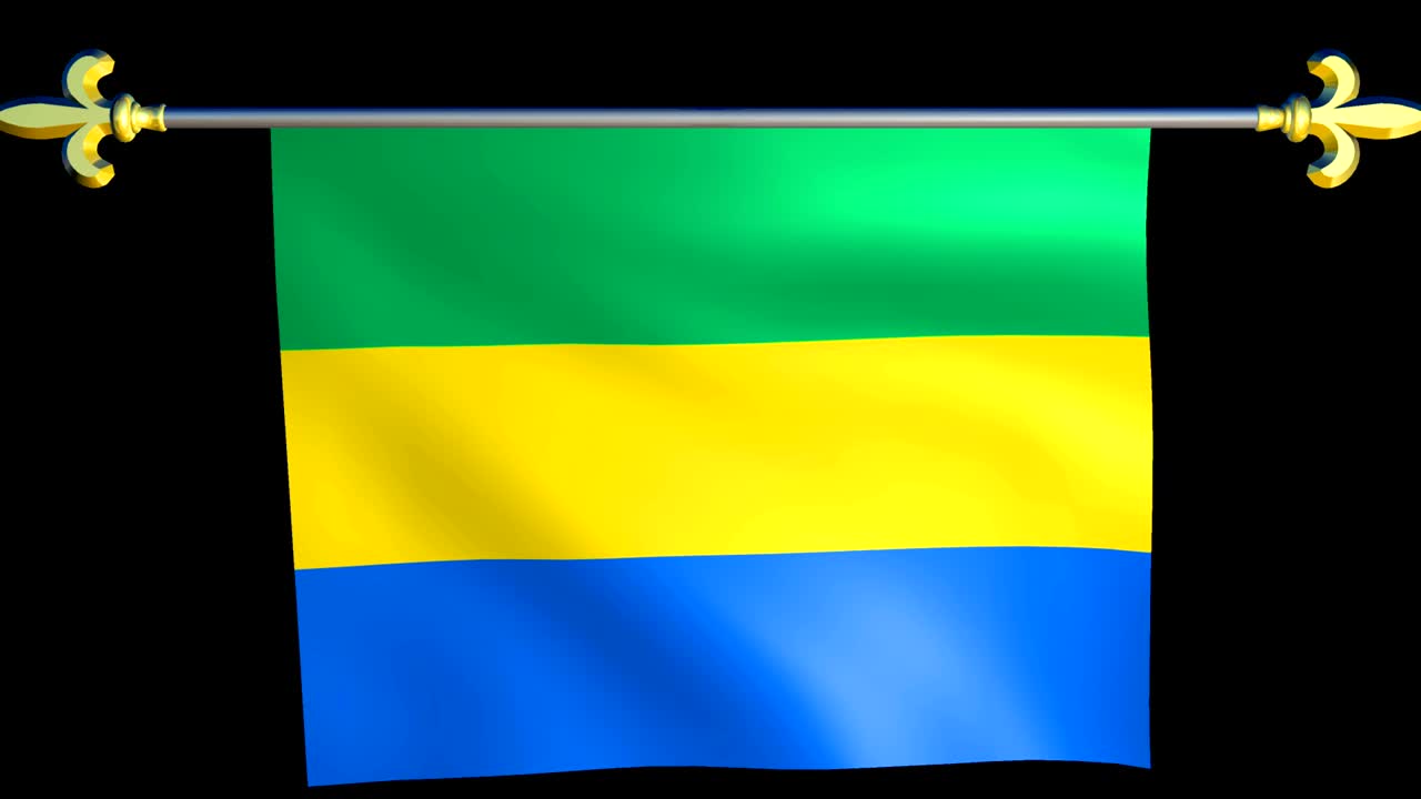 gran bandera animada en bucle de la república gabonesa
