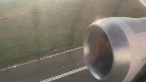 airplane engine and runway view