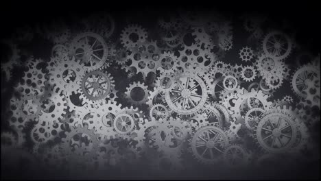 mechanical and technology background, with rotating gears, in a old film style