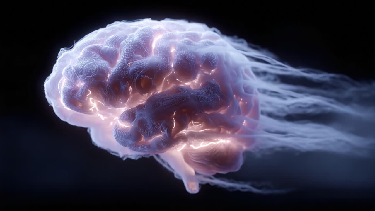 An Ethereal Representation of a Brain in Motion, Showcasing the Mystical Connection Between Thought and Energy Through a Fluid and Dynamic Aesthetic