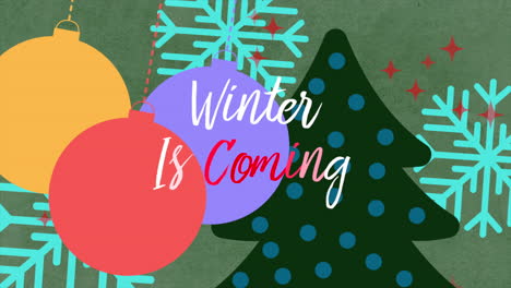 Winter-Is-Coming-with-bells-on-and-Christmas-tree-on-cartoon-background