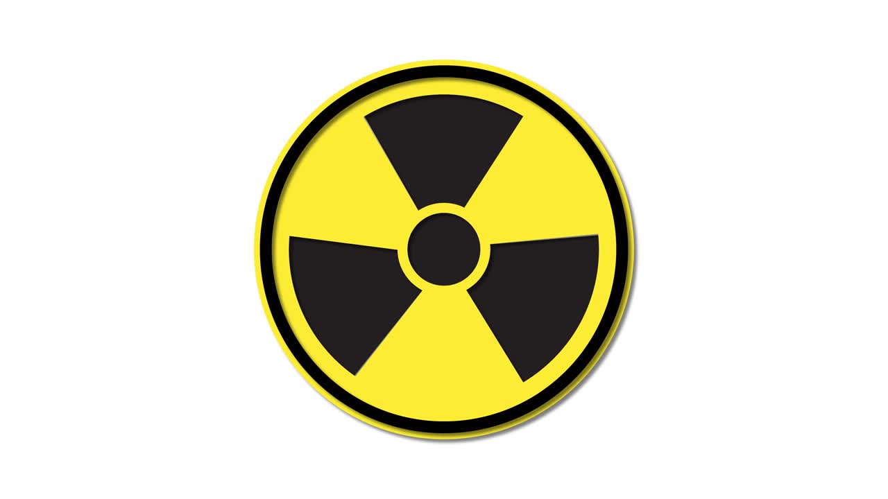 색이 변하는 방사선 기호의 애니메이션